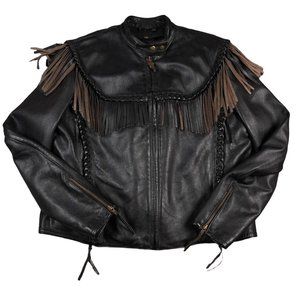 Harley Davidson Willie‎ G Leather Jacket Women's XL Black Lined Fringe Western